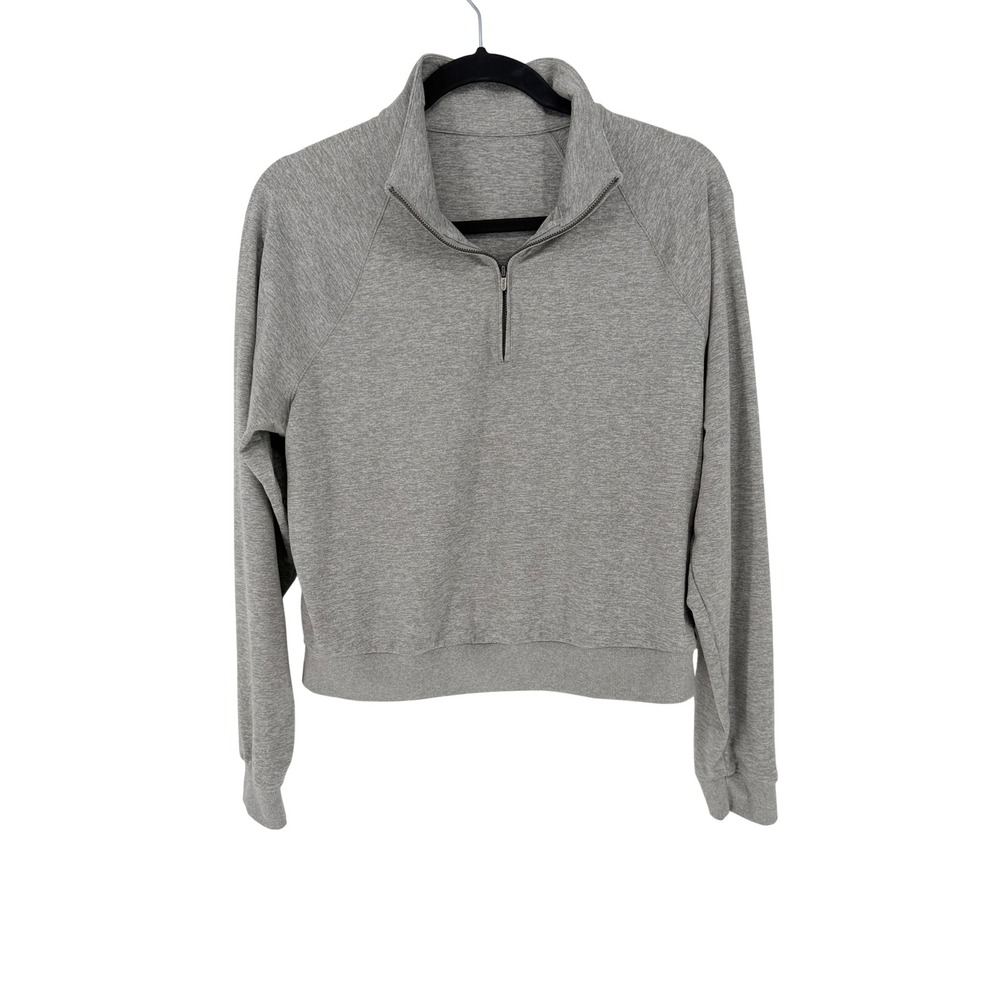 Vuori Restore Half Zip Pullover M Heather Grey Cropped Activewear Sweatshirt